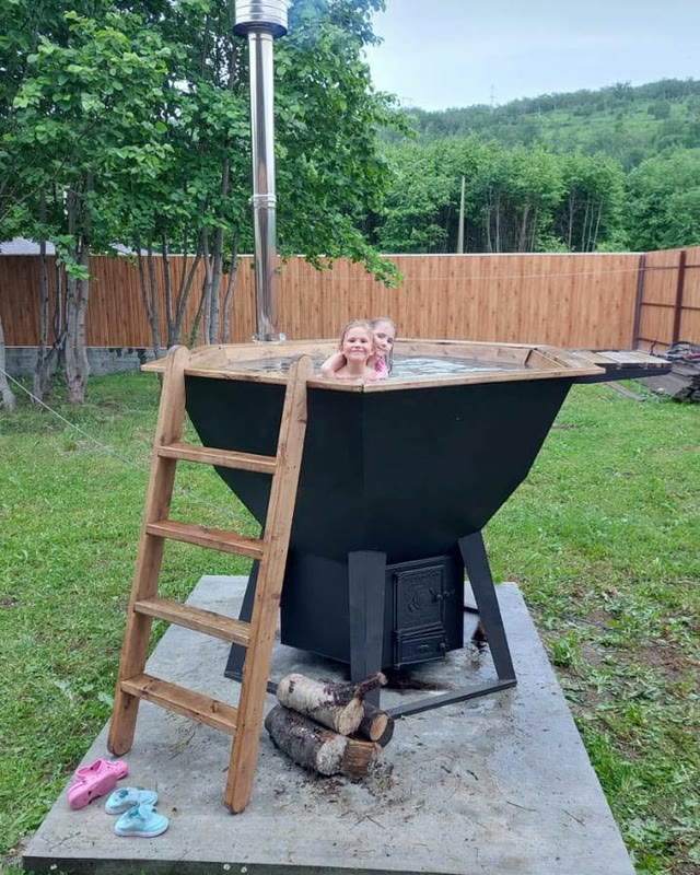 An Ember Borea hot tub at an owner's home in France